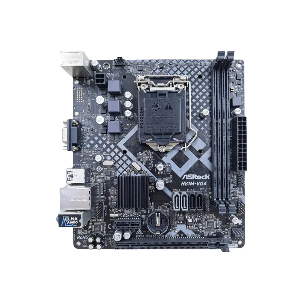 Płyta główna ASROC H81M-VG4 R4.0, gniazdo LGA 1150, DDR3, chipset Intel H81, USB 3.0, SATA III, PCI-E 2.0, format Micro ATX, kompatybilna z procesorami Core i3 4170, i3-4160, i5-4430. — zdjęcie produktu 7