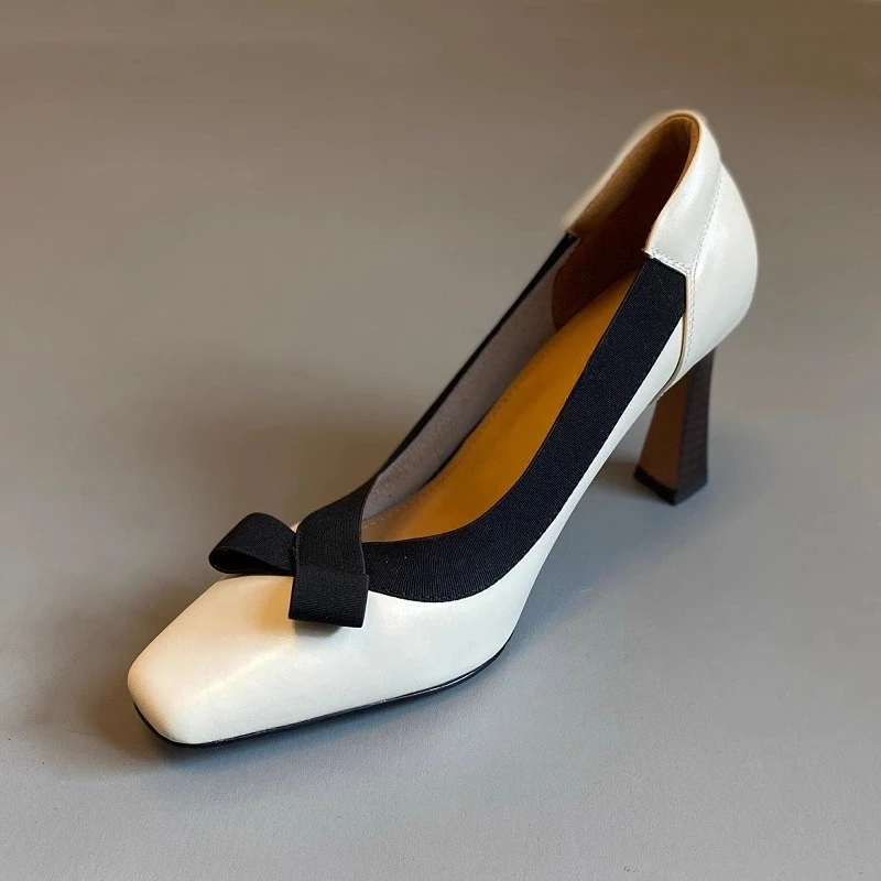 

Eilyken New Spring Thin Heels Butterfly-knot Mule Woman Pumps Fashion Shallow Round Toe Party Dress Female Shoes