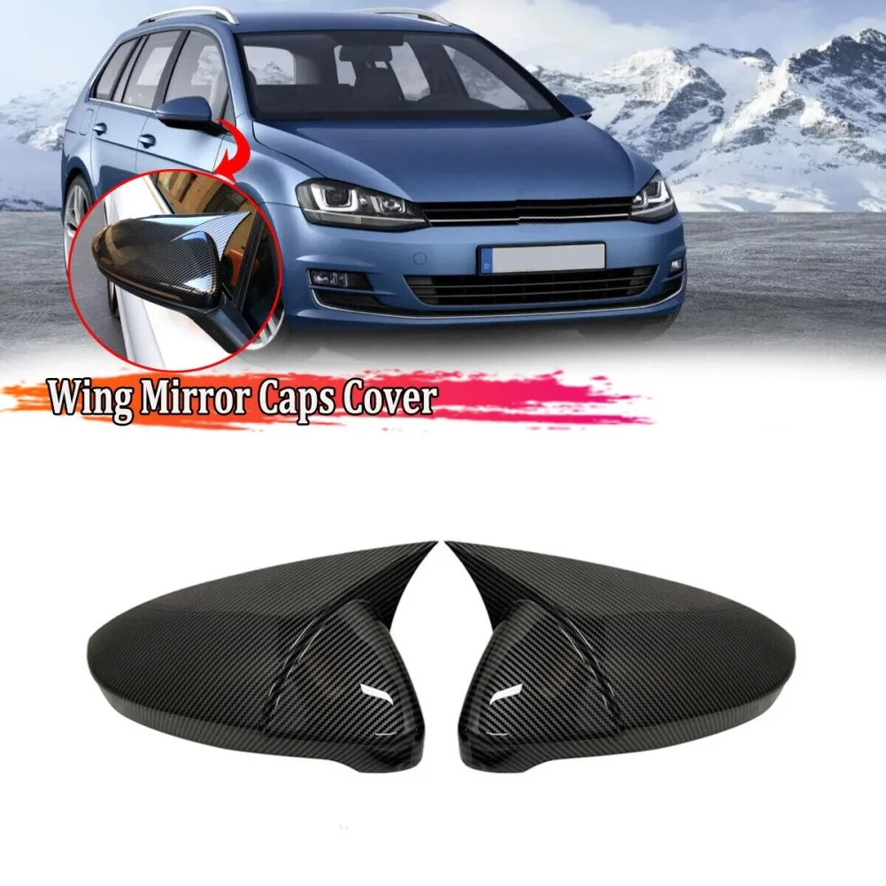 2Pcs Car Replacement Rearview Mirror Cover Caps Rear Mirrors Housing Compatible For Golf MK7 MK7.5 GTD R 5G0857537 5G0857538