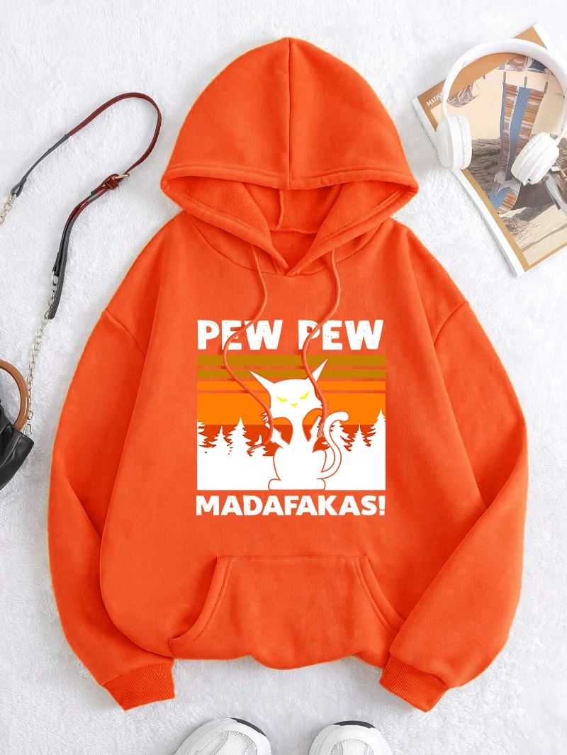 بيو بيو Madafakas القطط تصميم هوديس المرأة كاريكاتير غير رسمي ملابس الخريف الصوف الشارع الشهير Y2K كل مباراة فضفاضة الإناث هودي
