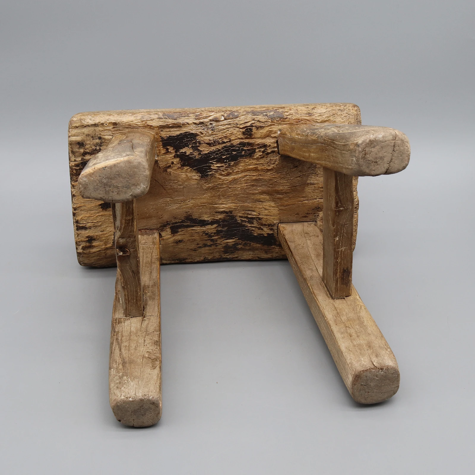 Nicely and Naturally Weathered Old Chinese Kitchen Stool, Functional Bathroom Bench