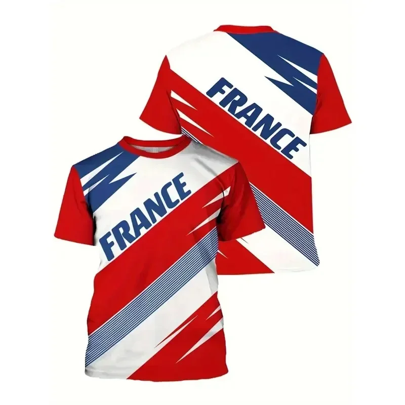 Men's French Style Minimalist T-Shirt with Flag, Rooster, and Eiffel Tower Print, Casual, Versatile, Perfect for Gifting