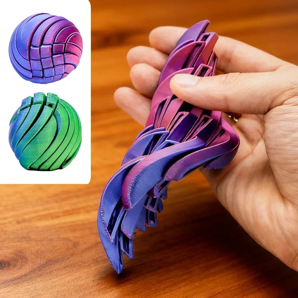 3D Printed Slime Ball Fidget Toy with Gear Design Liquid Flow Twistsphere Anxiety Relief Stress Relief Rotating Ball image 5