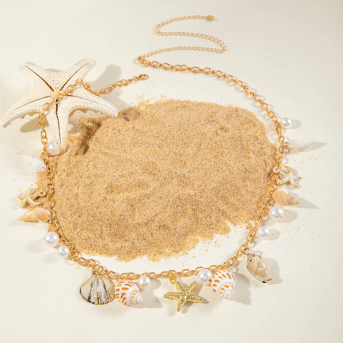 Docona Bohemian Sea Star Conch Waist Chain Women Summer Beach Party Shell Imitation Pearl Body Chain Holiday Accessories image 6