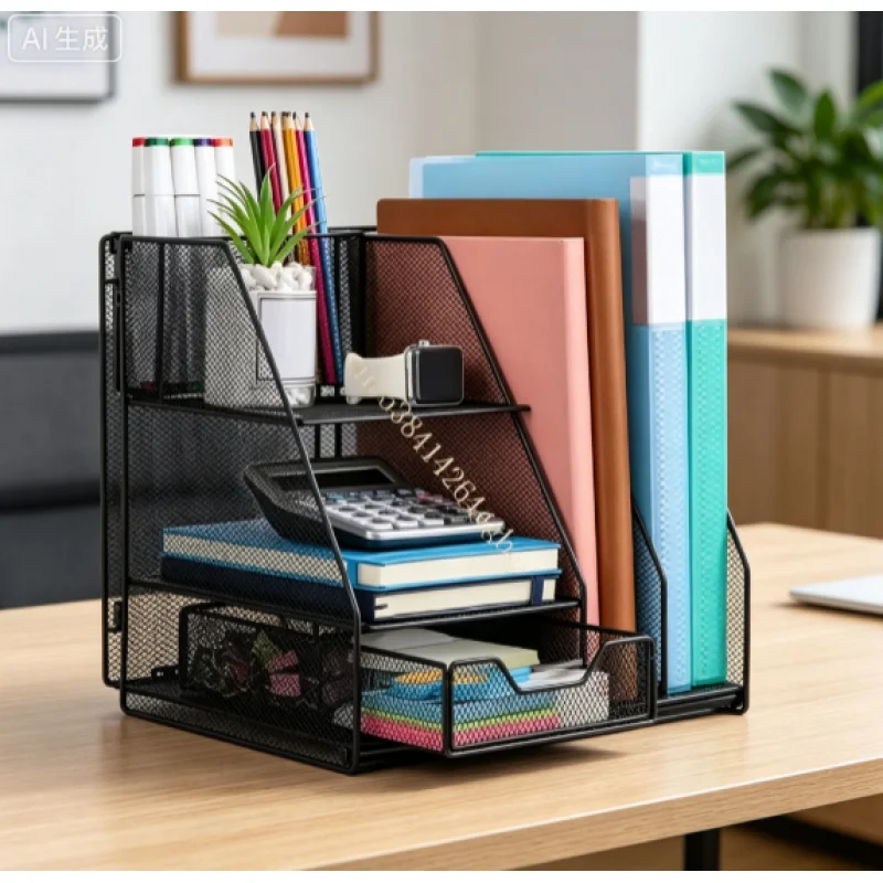organizador-de-archivos-metalico-de-escritorio-con-portaplumas-cajon-soporte-para-libros-estante-multifuncional-para-almacenamiento-de-documentos-de-oficina-y-escuela
