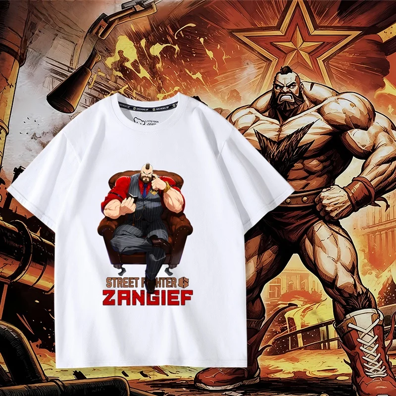 Street Fighter 6 Fighting Game Sangojul Old Man Short Sleeve T-Shirt Men's Summer Relaxed Fit Cotton Soft Comfortable Tee