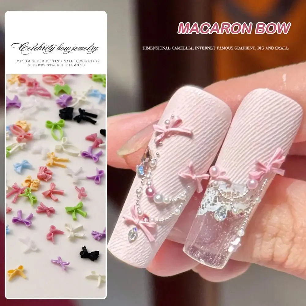 50 szt. Kokardki do paznokci, mini, jednolite kolory, dekoracje 3D do paznokci, mieszane rozmiary, narzędzia do zdobienia paznokci, damskie zdobienia paznokci