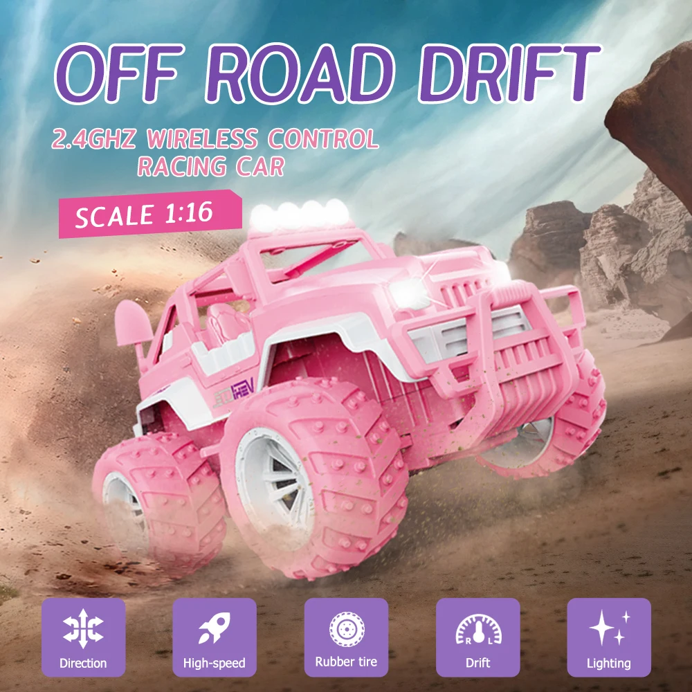 

2.4G Pink Remote Controlled Off-road Vehicle Car Charging Drive Drift Racing Kid's Toys The Perfect Gift for Girls