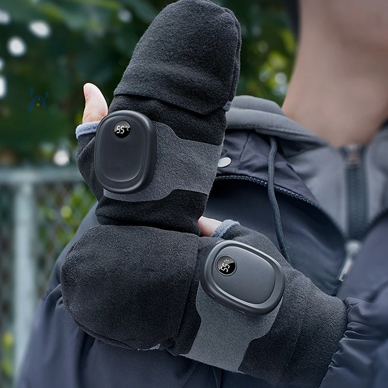 

Велосипедные мотоциклетные перчатки с подогревом, сенсорный экран, откидная перезаряжаемая без пальцев, электрическая грелка для рук, зимнее снаряжение