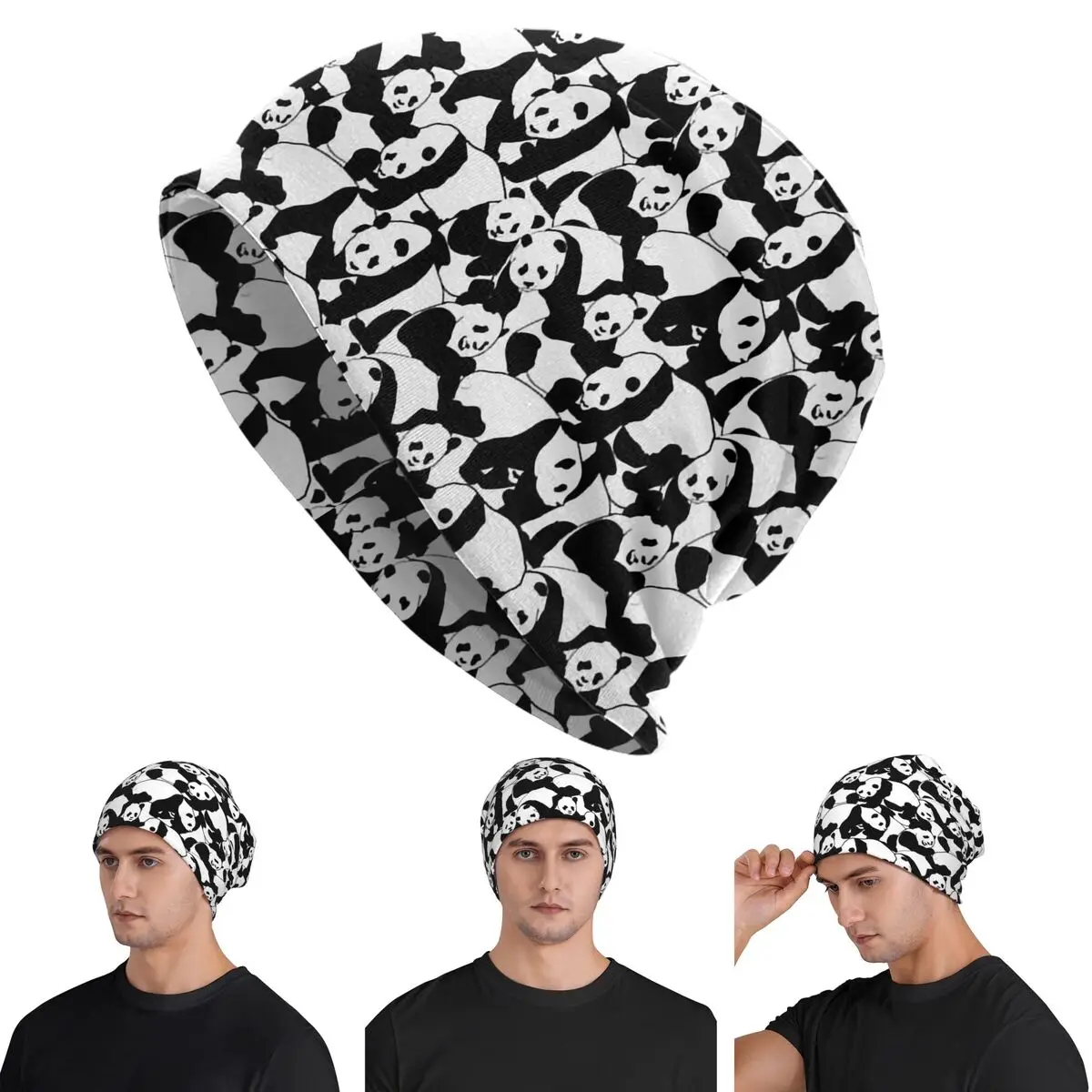 

Panda Pattern 1 Skullies Beanies Hats Warm Autumn Winter Outdoor Cap Knitted Bonnet Caps for Men Women Adult