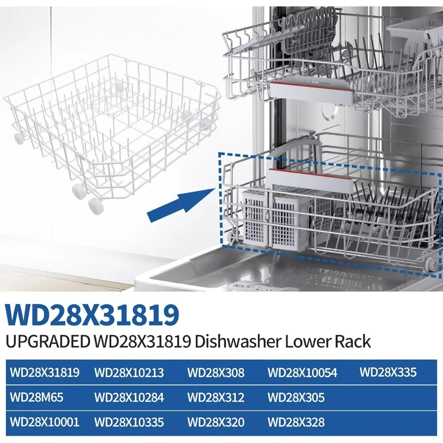 WD28X31819 غسالة أطباق سفلية لأجهزة المطبخ المنزلية مع هيكل متين من الفولاذ المقاوم للصدأ ورفوف قابلة للتعديل
