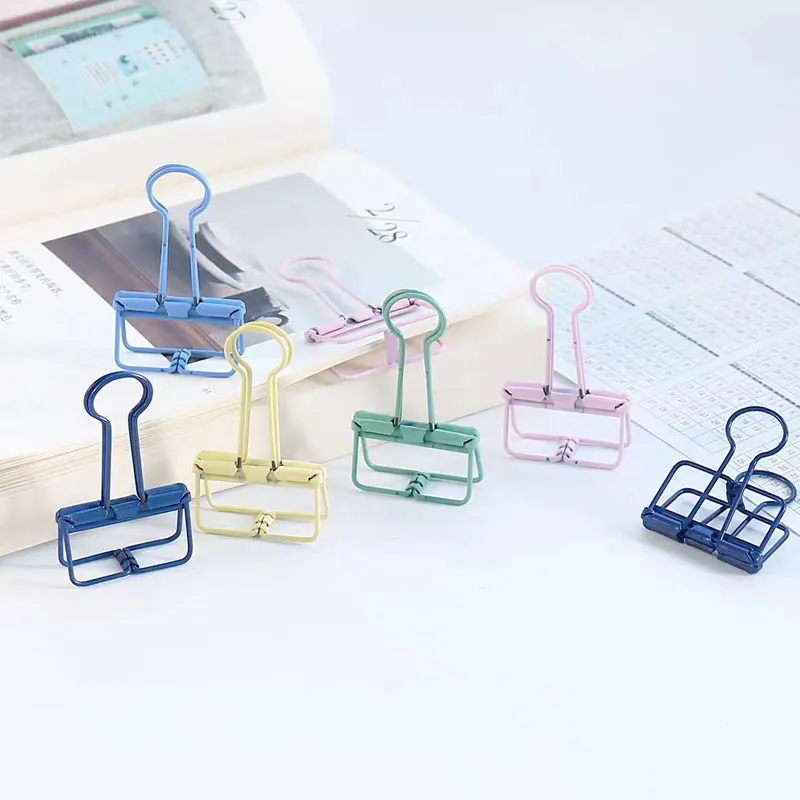 6pcs/Lot High Quality Colors Metal  Paper Clip Binder Clips Page Holder Office Study Binder Office School Desk Organizer