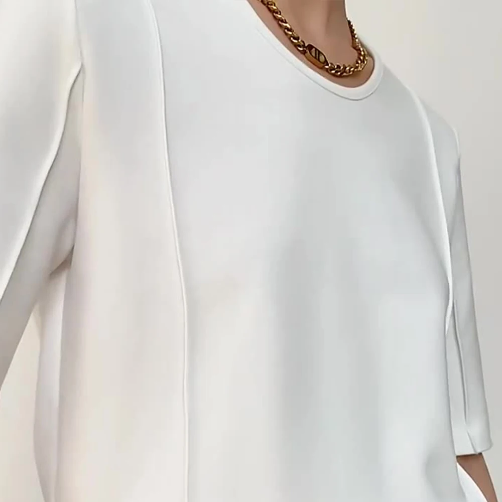 Simple Style office lady Casual T-shirt O-neck Fashion Half Sleeve Top