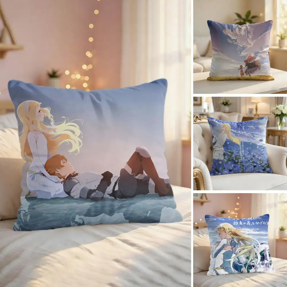 Maquia When Promised Flower Cushion Cover Silky Short Plush Invisible Zipper Dustproof Sofa Pillow Case For Home Decor