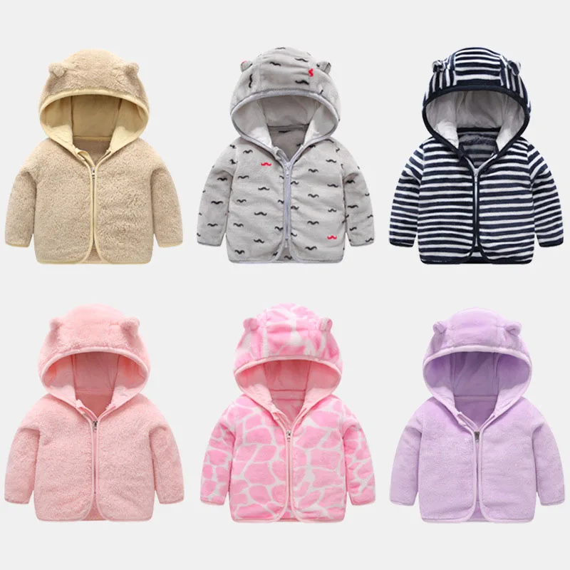 

Newborn Baby Warm Hoodies Clothes Coral Velvet Toddler Kids Zip-up Light Jacket Sweatshirt Outwear Baby Boys Girls Coat