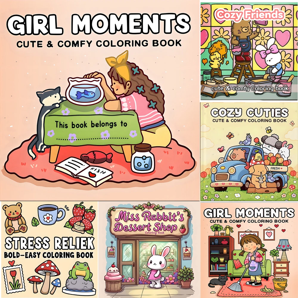 Cozy Friends Coloring Book for Adults and Teens Featuring Cute Cozy Daily Activities Graffiti Book Perfect Gift Birthday