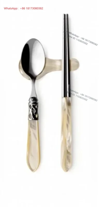 Spot chopsticks, spoons, two person two piece set of stainless steel tableware, pearl gloss, retro style 1 PCS