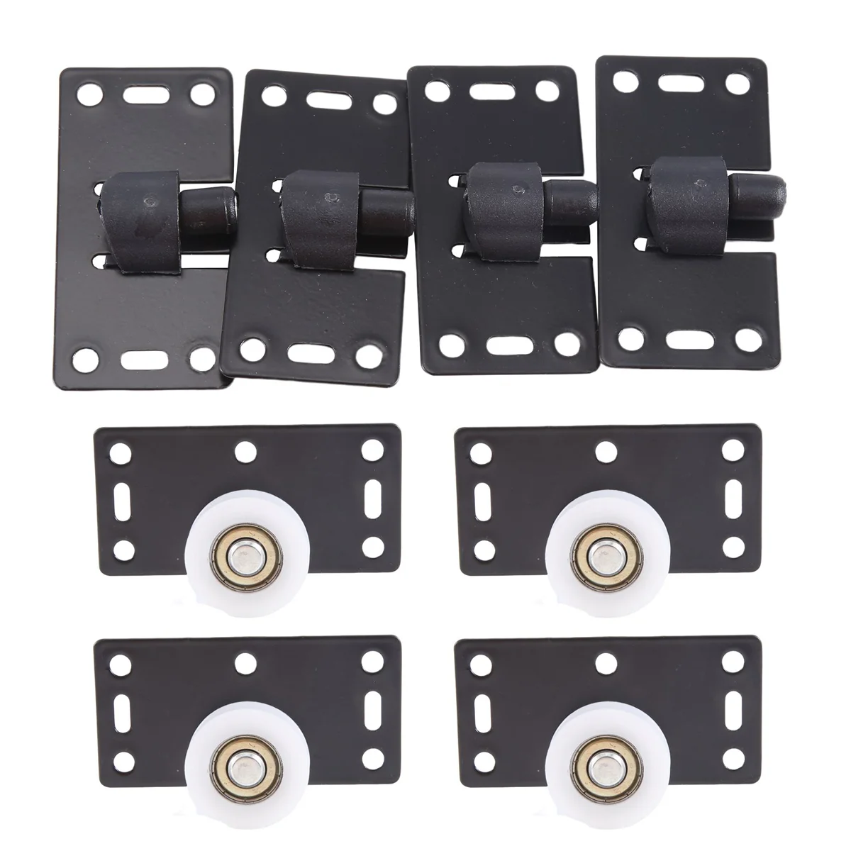 4Sets Sliding Door Wheels Rollers Pulleys Runners for Cupboard Wardrobe Cabinet Smoothly & Mute Nylon Wheels