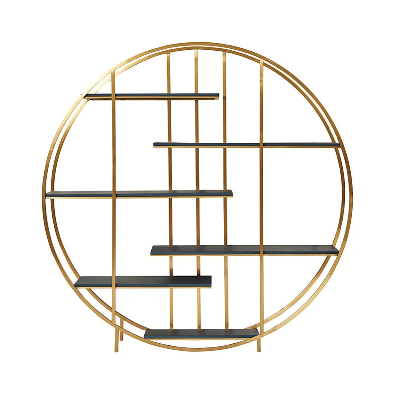 Stainless steel floor-to-ceiling bookshelf Multi-layer metal shelf Simple partition decorative cabinet