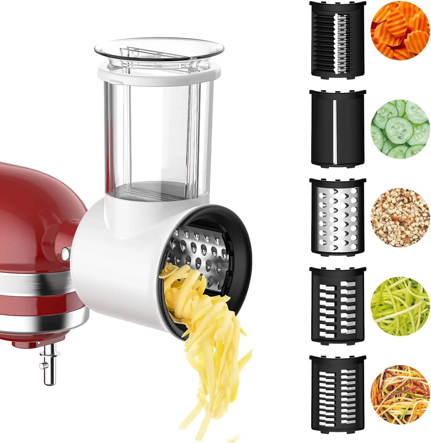 

Slicer Shredder Attachment for KitchenAid Stand Mixer with 5 Blades, Cheese Grater Attachment, Fresh Prep Slicer, Bigger Vegetab