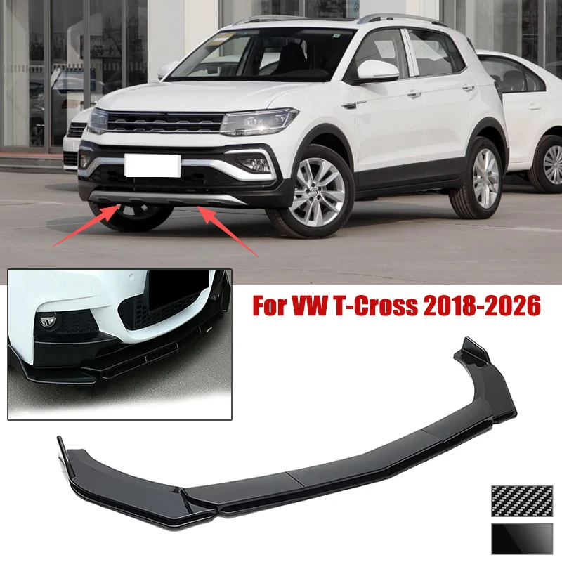 5pcs Front Bumper Shovel For VW T-Cross 2018-2026 Spoiler Front Bumper Deflector Anti Scratch Protection Device Accessories