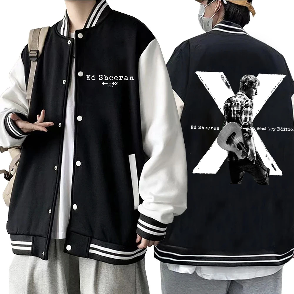 Ed Sheeran 2024 Tour Popular Baseballs Jackets Button Sports Coat Women Men Team Baseball Jacket Hoodie for Fans Gift