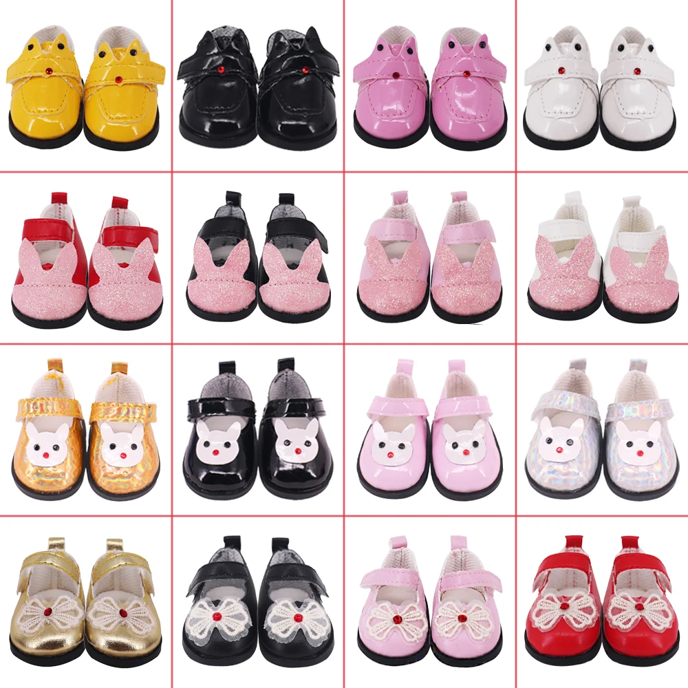 5Cm Bunny Doll Shoes Canvas Fashion Leather PU Shoes For 14 Inch Doll,30-33cm Paola Reina,20cm Kpop-Doll Our Generation Kid Toys