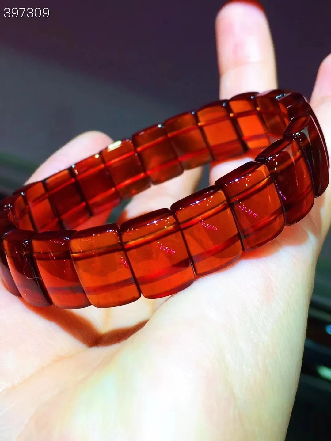 Natural Orange Red Garnet Beads Gemstone Bracelet Garnet 12.6x8.5x5.2mm Women Men Stretch Crystal Rectangle Bead Bangle AAAAAA