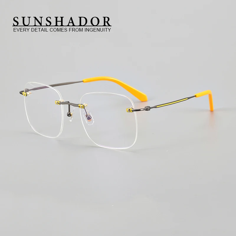 

Youth fashion frameless square glasses frame Prescription myopia presbyopia eyeglasses Optical high quality women men eyewear