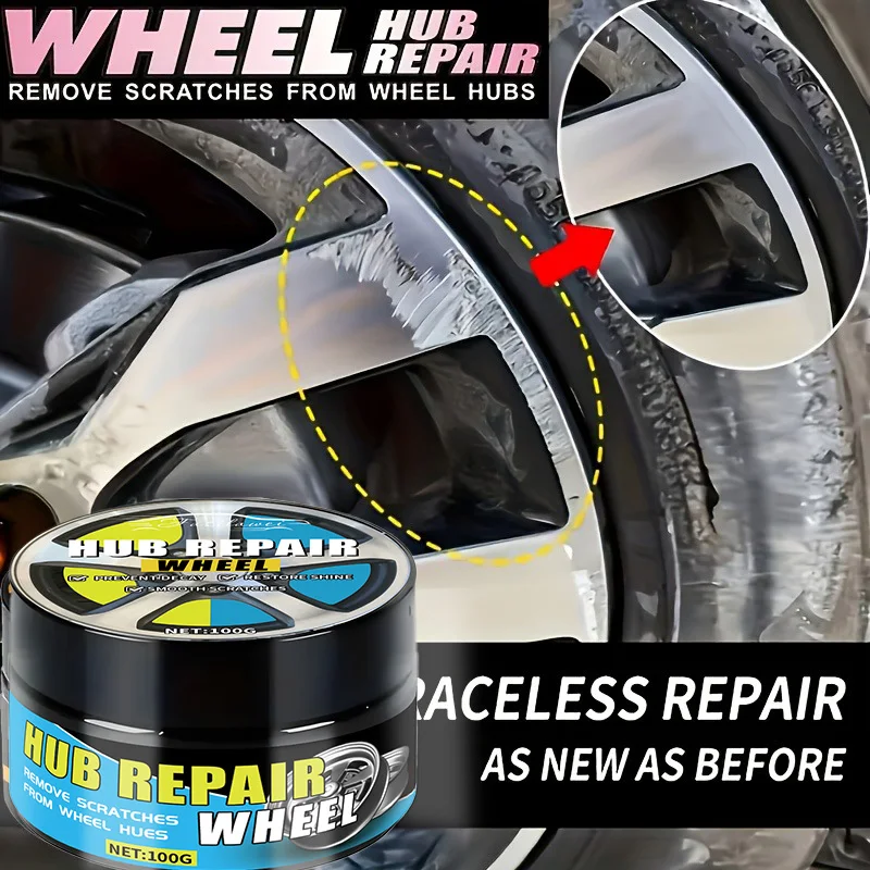 Multi functional wheel hub repair kit, including scratch and rust removal gel, polishing agent and wheel hub repair