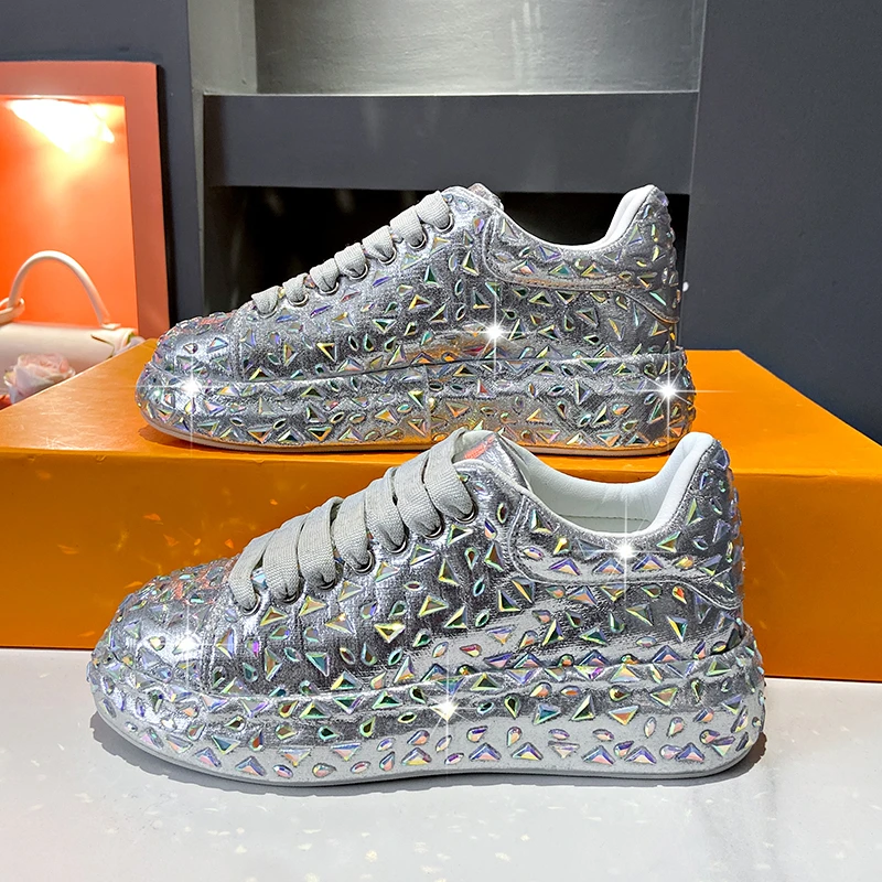 Top quality 5CM Glitter Rhinestone Platform Sneakers Women Designer Shoes for Women Comfort Women Shoes Bling Chunky Sneaker