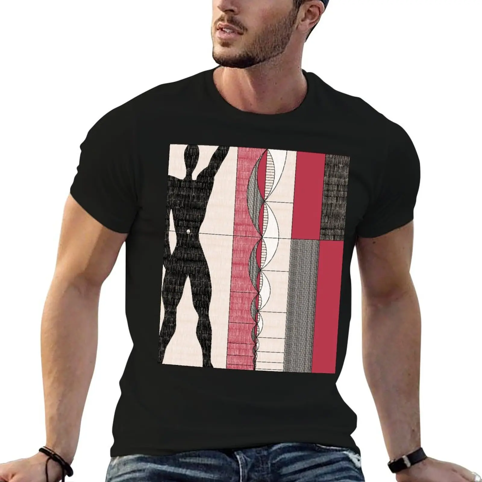 Le Corbusier architecture illustration minimalist colored pencil Modulor T-Shirt boys animal print Men's t shirts