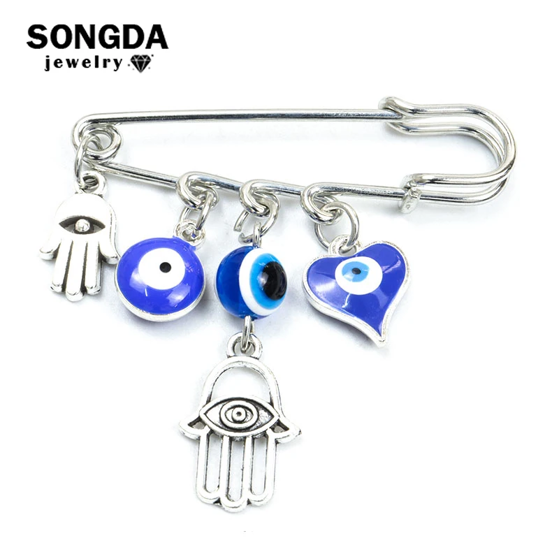 

Blue Turkish Evil Eye Enamel Pins Amulet Evil Nazar Eye Charm Brooch Women Girls Backpack Badges Buckle Safety Pin Lucky Jewelry