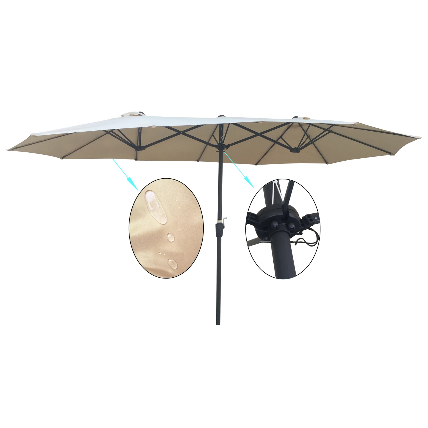 15x9Ft Double-Sided Patio Umbrella Outdoor Market Table Garden Extra Large Waterproof Twin Umbrellas with Crank and Wind Vents f