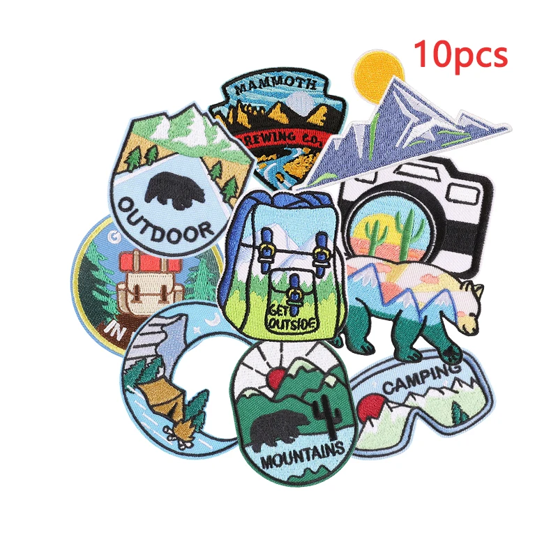 10 teile/los landschaft Outdoor Eisen Auf Patches Für Kleidung Stickerei Jacke Jeans Mochila Rucksack Hut Nähen Thermocollant Pack Diy – Detail 2