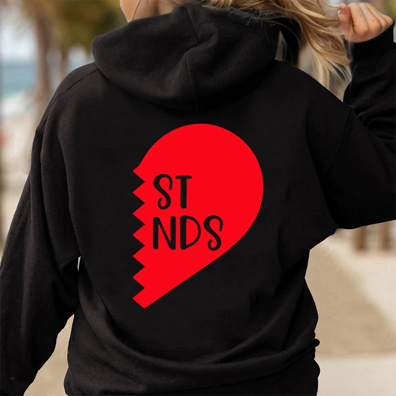 Best Friend Heart Shaped Women Hoodies Zip Up Sweatshirts Long Sleeve Hooded Jackets Coat Best Friend BFF Hoodie Sisters Hoodies