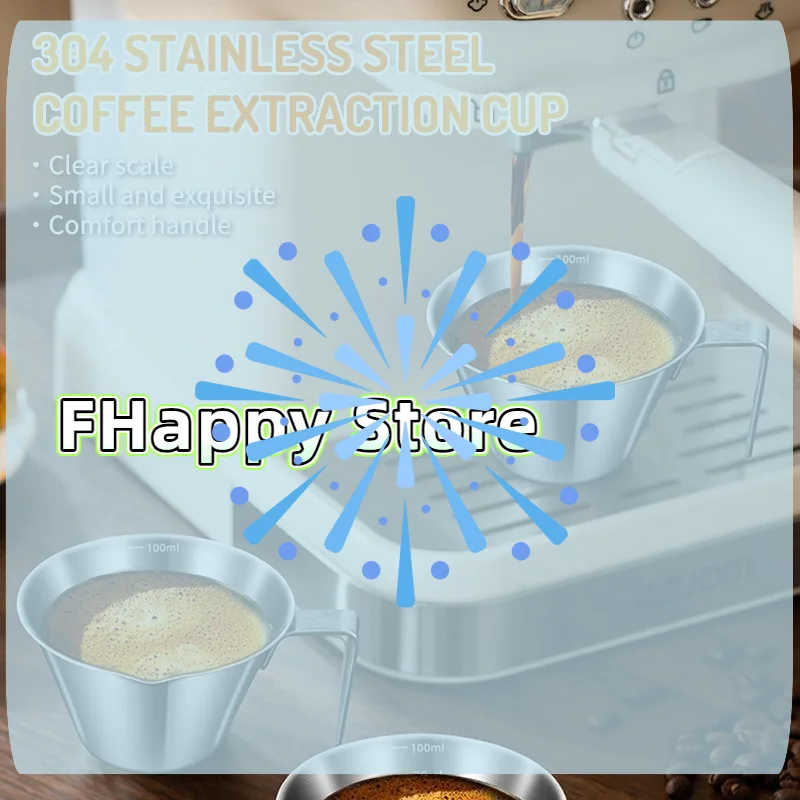 100ML 304 Stainless Steel Coffee Extraction Cup With Scale Small Milk Spoon Making Cup Espresso Measuring Cup Kitchen Tools Cup