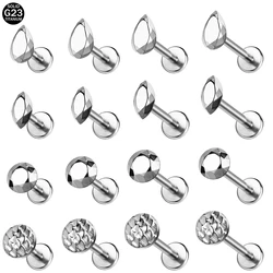 ZS 1PC 16G G23 Titanium Lip Ring Internal Thread Labret Piercing Silver Color Ear Stud 6mm/8mm/10mm Cartilage Earring  Jewelry