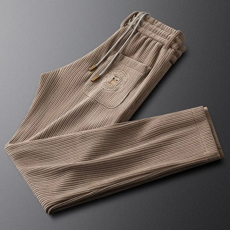 Spring and Autumn High end Luxury Embroidered Sports Pants Slim fit Straight Tube Trendy Casual Men's Pants