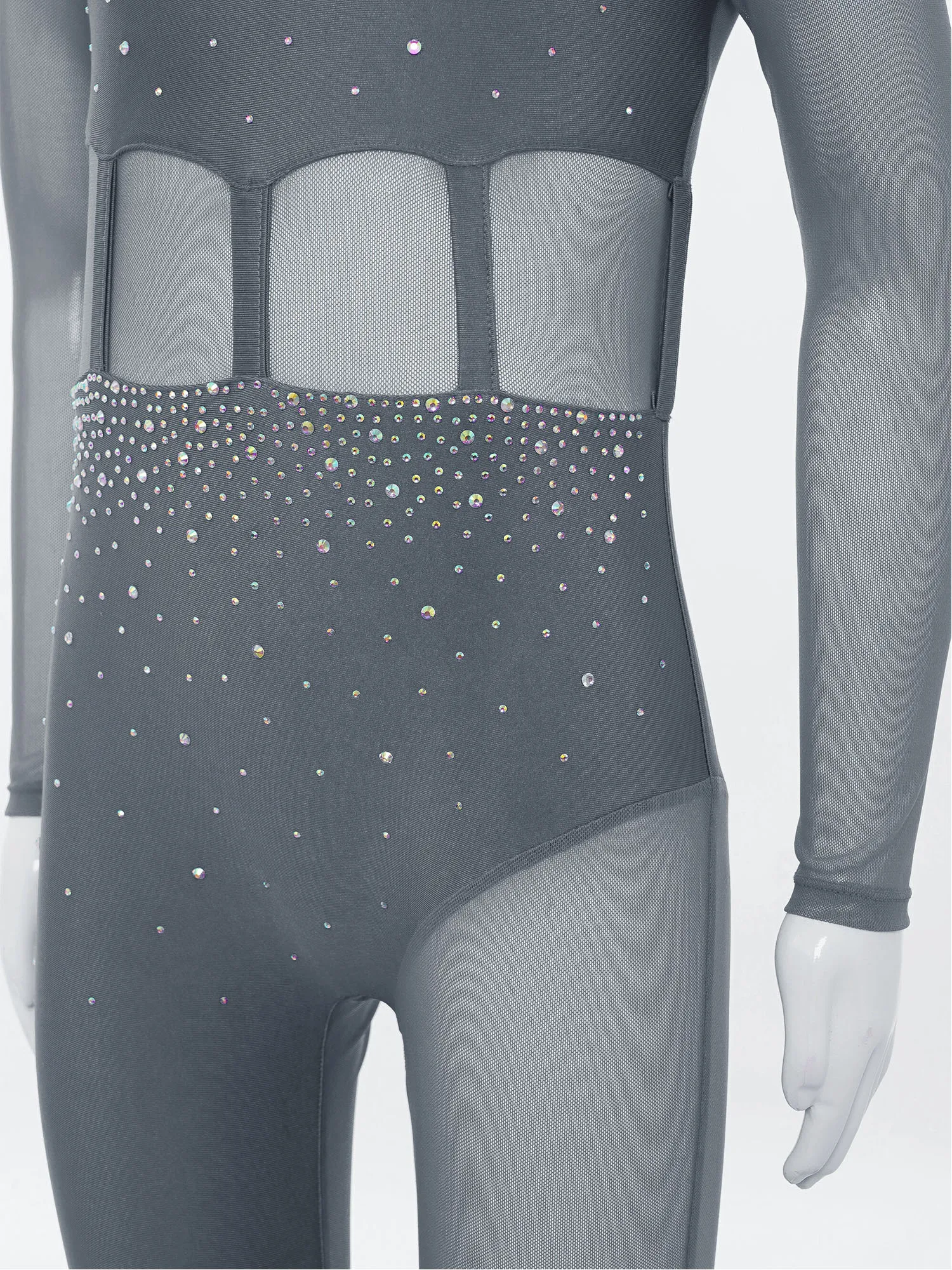 

Детский гимнастический костюм для девочек, для фигурного катания и акробатики, с прозрачными сетчатыми вставками, цельный, для фитнеса, с длинными рукавами, для танцев и выступлений