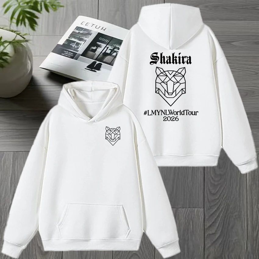Singer Shakira World Tour 2026 Double Sided Print Long Sleeve Sweatshirt Men's and Women's Pullover Fleece Loose Hoodie Unisex
