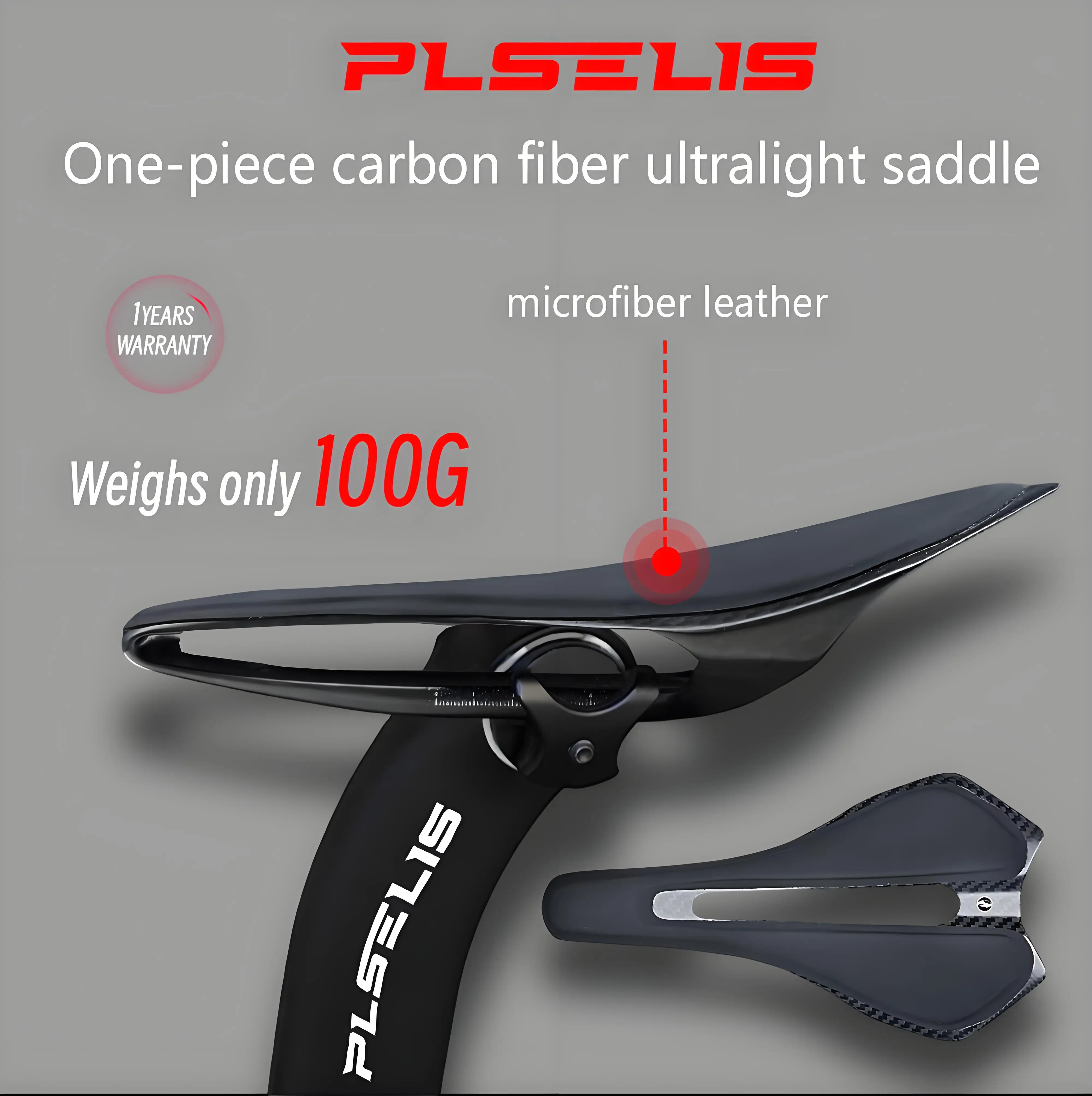 Plselis T800 Integrierter Kohlefasersattel, Fahrradsattel, hochfest, leicht, 100 g, Fahrradkissen, Reiteile – Detail 2