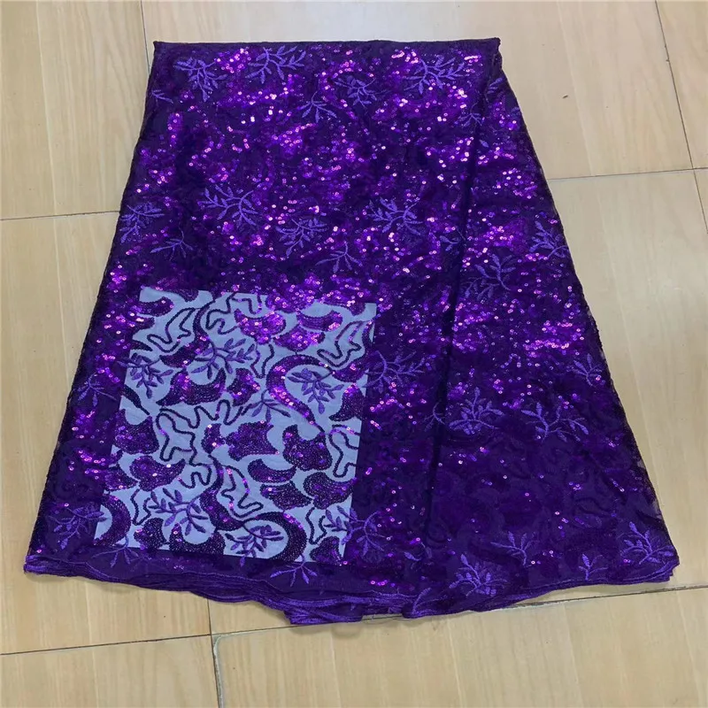 

French Net Lace Fabric With Sequins Velvet Fabric 2023 Purple High Quality Lace African Lace Fabric For Wedding Sewing