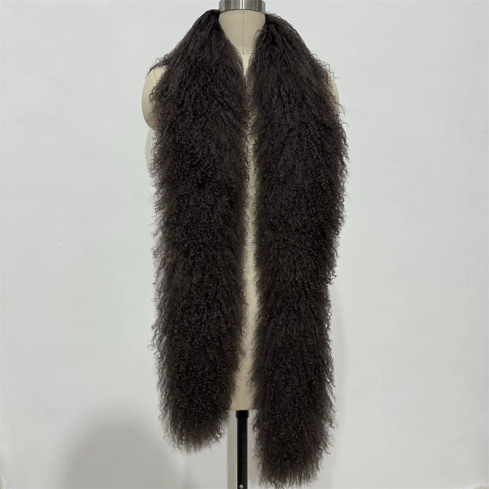 Real Mongolian Sheep Fur Scarf Women  Lamb Fur Collar Winter Warm Fur Scarves Lady Fashion Neck Warmer Autumn