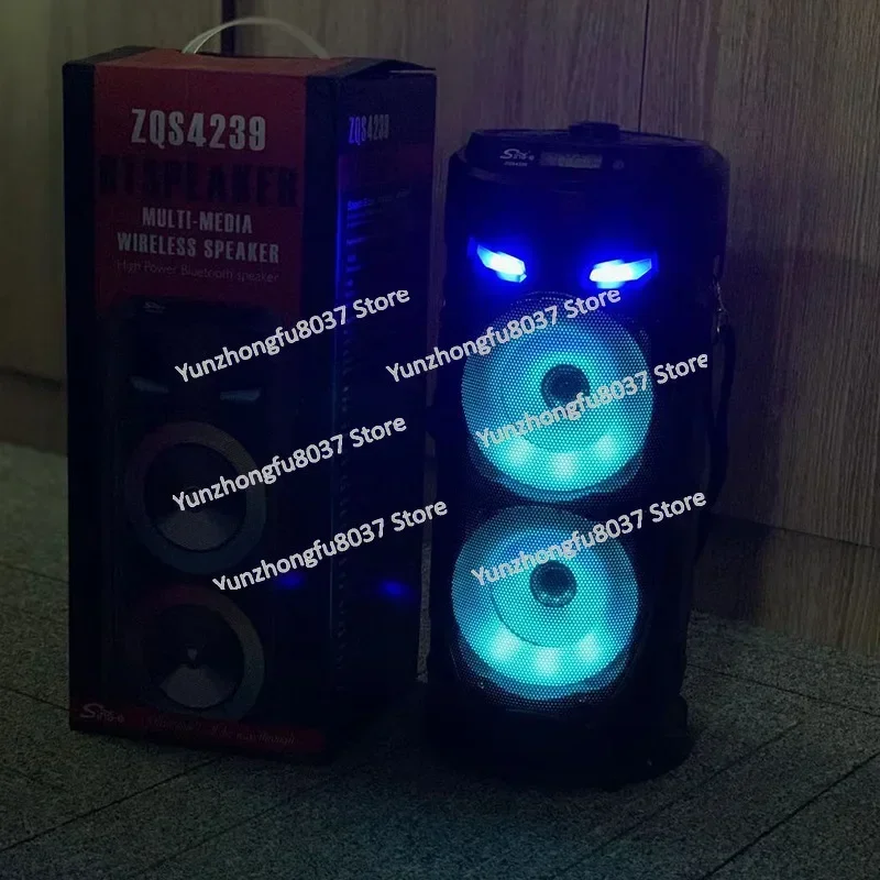 New ZQS4239 Double 4-inch Square Dance Bluetooth Audio Mobile Portable Colorful Double Speaker Barrel High Power