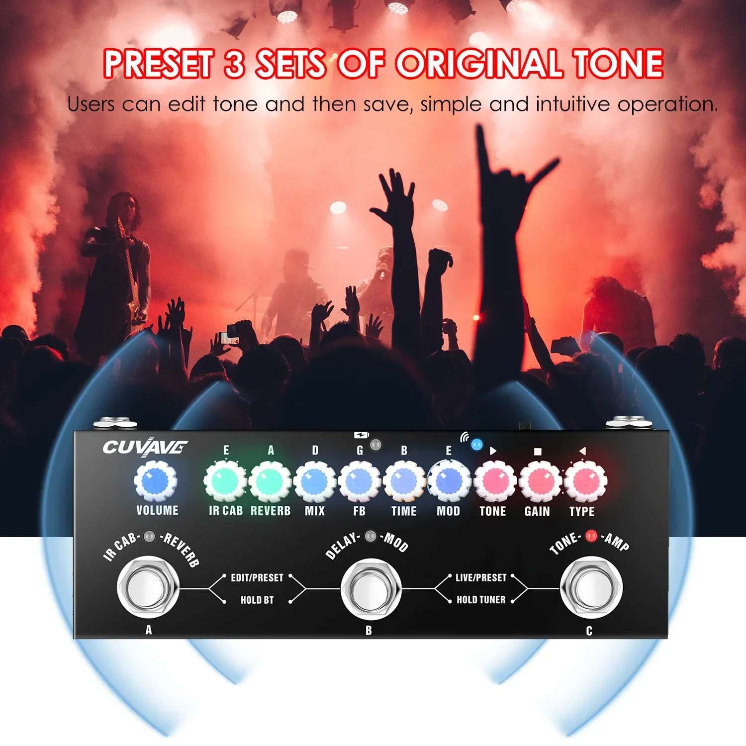 M-VAVE Cube BABY Guitar Multi-Effects Pedal Delay Chorus Reverb Effects for Electric Guitar/Bass 8 IR Cabinet Rechargeable Pedal