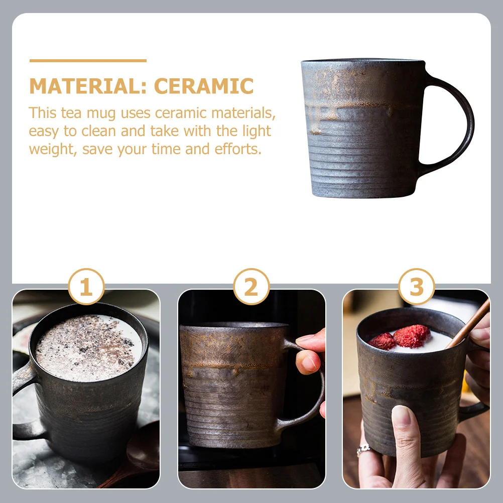 

250Ml Retro Water Mug Ceramic Coffee Cup Compact Design Comfort Grip Handle Perfect for Office Home Travel Drinkware Mug Cup