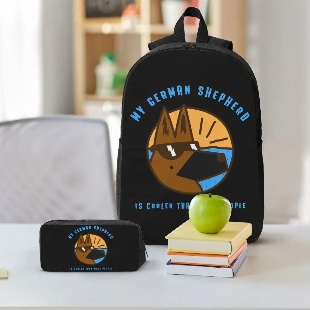 My German Shepherd Dog Is Cooler Backpack Boys Girls BookBag School Bag Shoulder Bags 3ps Insulated Lunch Bag Pencil Case