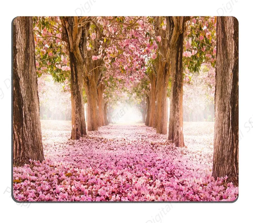 Mouse Pad Gift Pink Flower Tree Romantic Tunnel Personalized Anti Slip Rubber Mouse Pad Suitable For Gaming Office Laptops