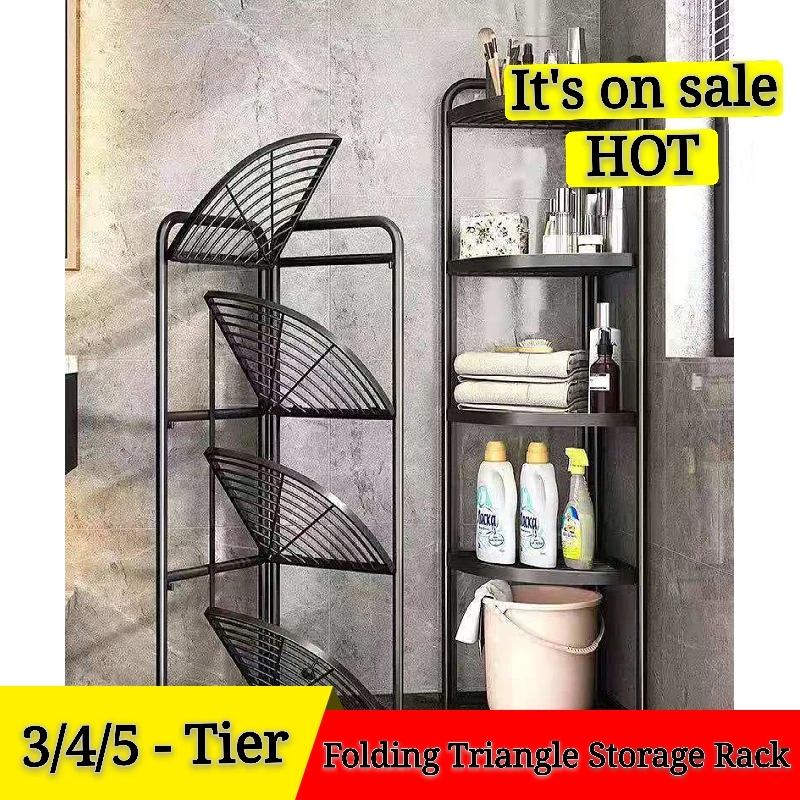 

3/4/5 Tier Foldable Corner Shelf Storage Holder for Kitchen Bookshelf Plant Stand for Home Livingroom Rack for Kitchen Organizer